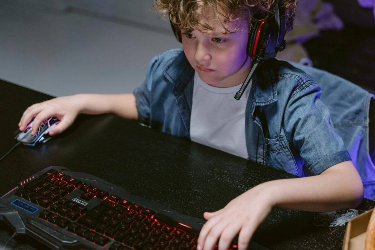 Child receiving auditory processing disorder support during homeschooling